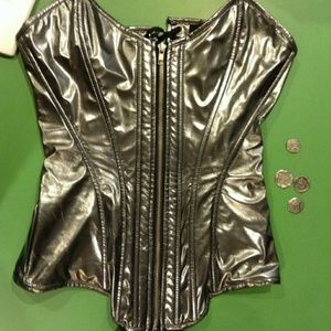 Gunmetal PVC corset Sz M